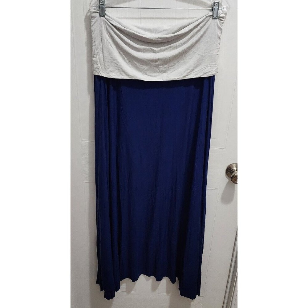Victoria's Secret Women's Stretch Top‎ Strapless Maxi Dress Blue 2 Tone Size XL